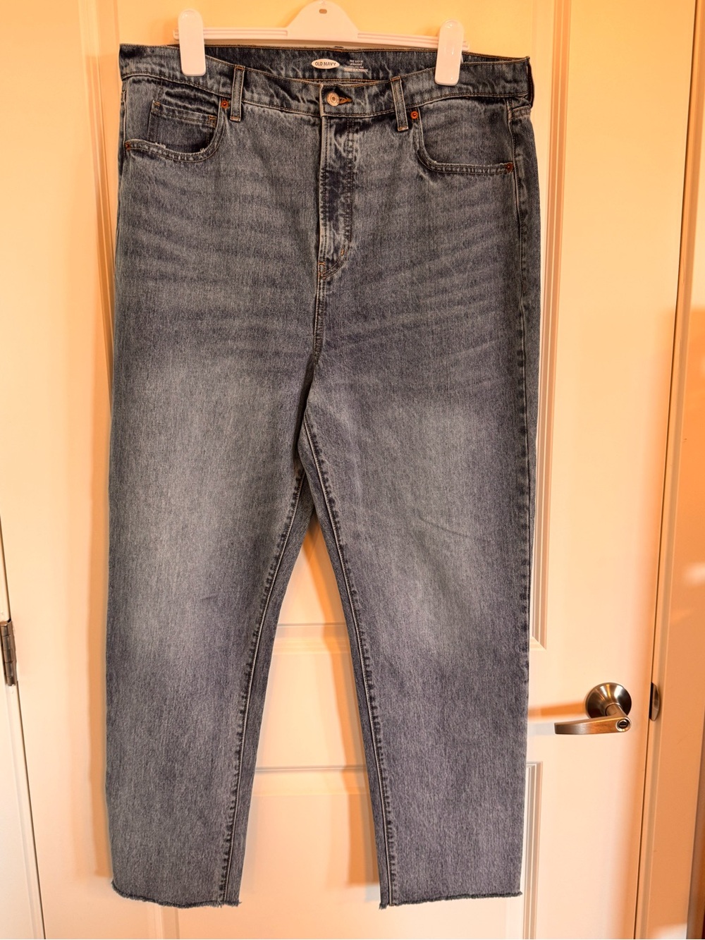Old Navy Sky-Hi Straight Jeans 100% Cotton Raw Hem Secret Slim Pockets 18 Tall